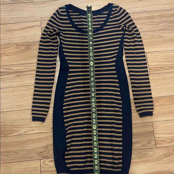 H&M Navy and Brown Striped Long Sleeve Dress xs - Picture 5 of 6